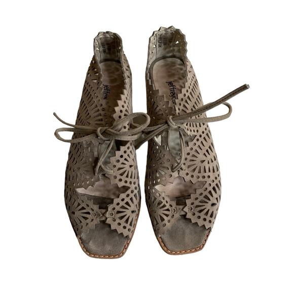 Jeffrey Campbell Espejo Suede Leather Low Wedge Lace Up Sandals Women’s Size 6.5 - Picture 4 of 13